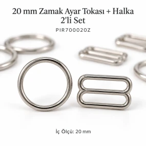 20 mm Zamak Sütyen Askı Ayar Tokası ve Halkası 2'li Set PIR700020Z