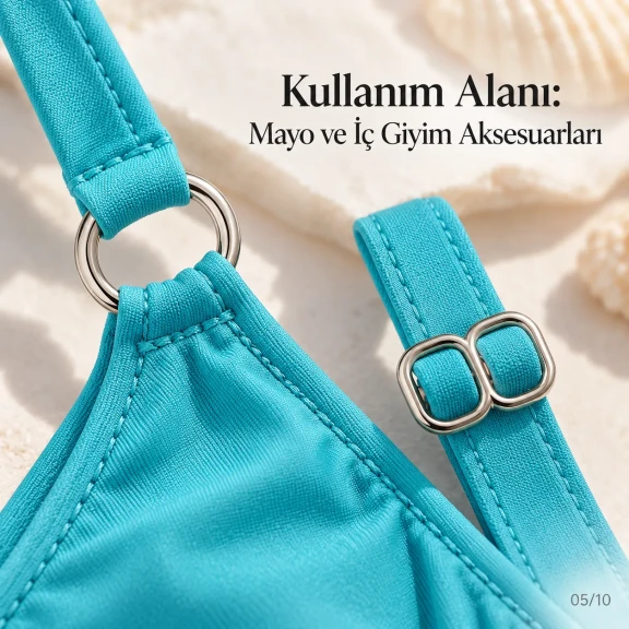 10 mm Zamak Mayo Model Sütyen Askı Ayar Tokası ve Halkası 2'li Set PIR701010Z