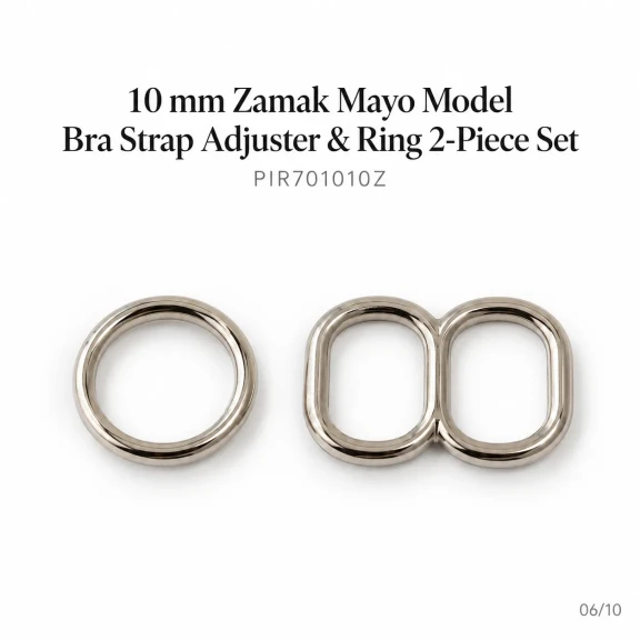 10 mm Zamak Mayo Model Sütyen Askı Ayar Tokası ve Halkası 2'li Set PIR701010Z