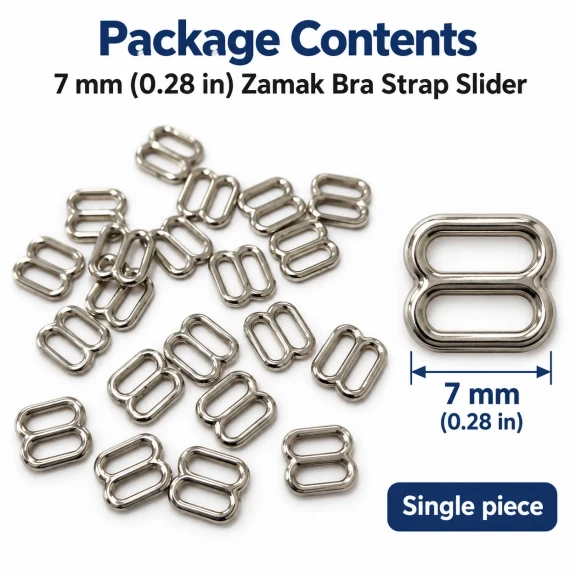 7 mm / 0.28 in Zamak Bra Strap Slider PIR710007Z