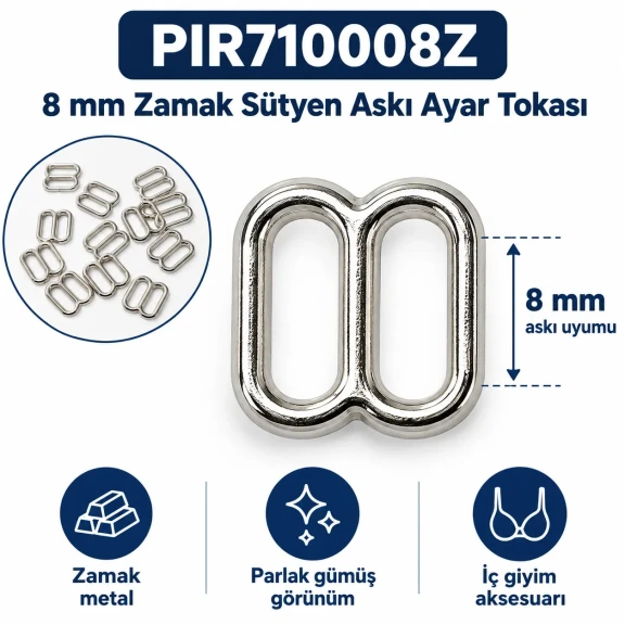 8 mm Zamak Sütyen Askı Ayar Tokası PIR710008Z