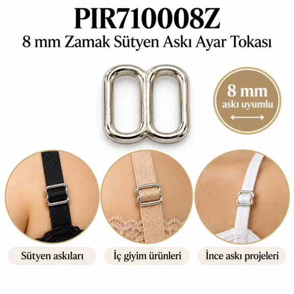 8 mm Zamak Sütyen Askı Ayar Tokası PIR710008Z
