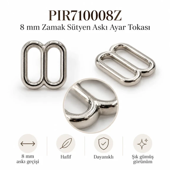 8 mm Zamak Sütyen Askı Ayar Tokası PIR710008Z