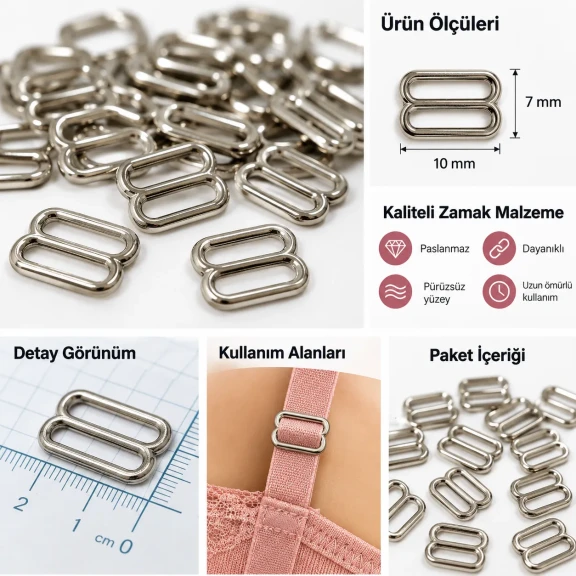 10 mm Zamak Sütyen Askı Ayar Tokası PIR710010Z