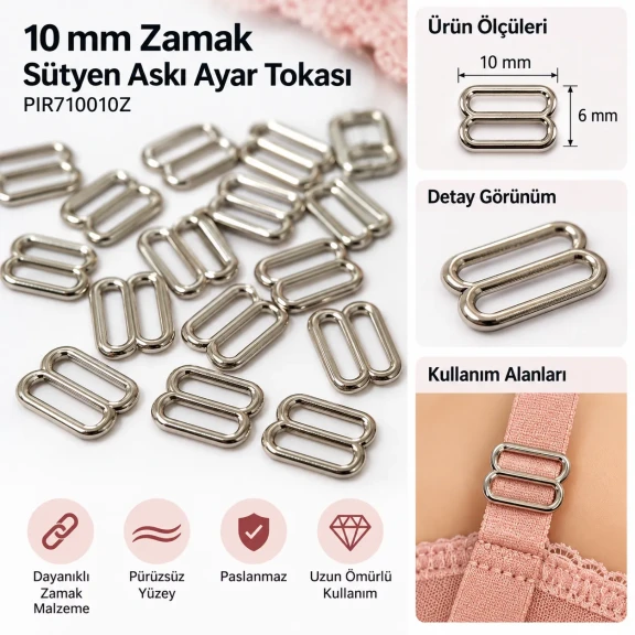 10 mm Zamak Sütyen Askı Ayar Tokası PIR710010Z