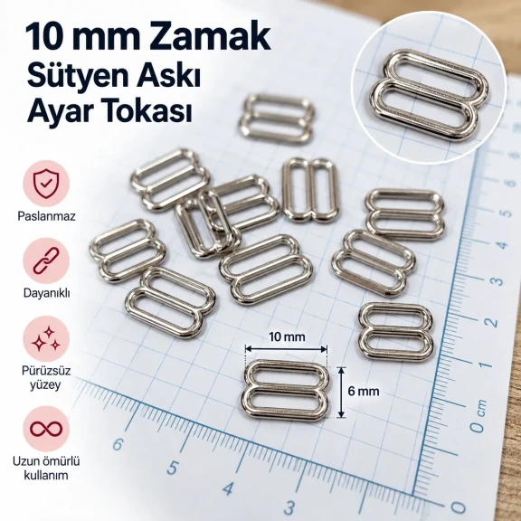10 mm Zamak Sütyen Askı Ayar Tokası PIR710010Z