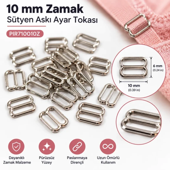 10 mm Zamak Sütyen Askı Ayar Tokası PIR710010Z