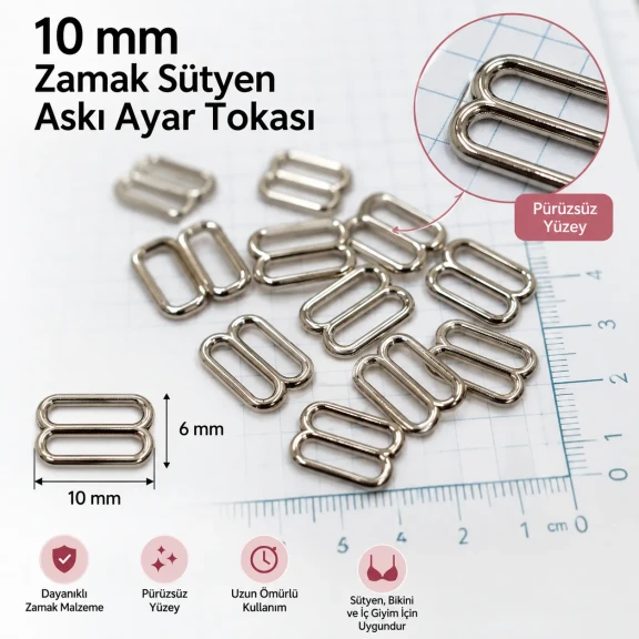 10 mm Zamak Sütyen Askı Ayar Tokası PIR710010Z