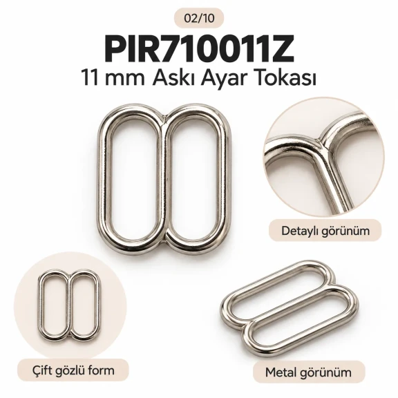 11 mm / 0.43 in Zamak Bra Strap Slider PIR710011Z