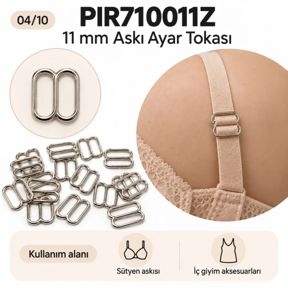 11 mm / 0.43 in Zamak Bra Strap Slider PIR710011Z
