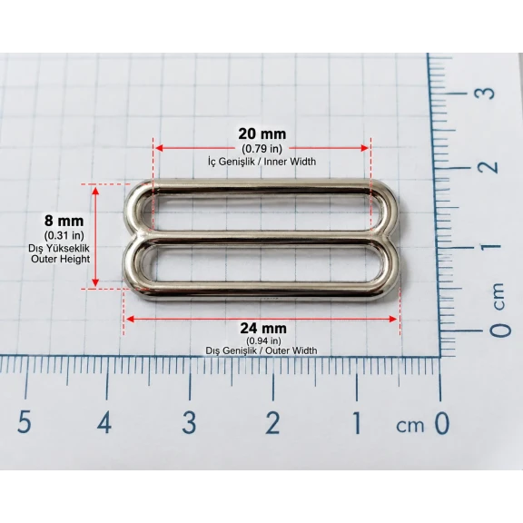 20 mm Zamak Sütyen Askı Ayar Tokası PIR710020Z