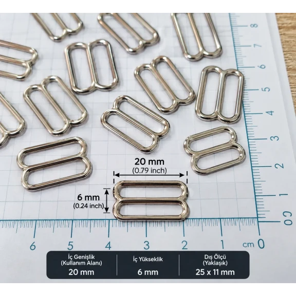 20 mm Zamak Sütyen Askı Ayar Tokası PIR710020Z
