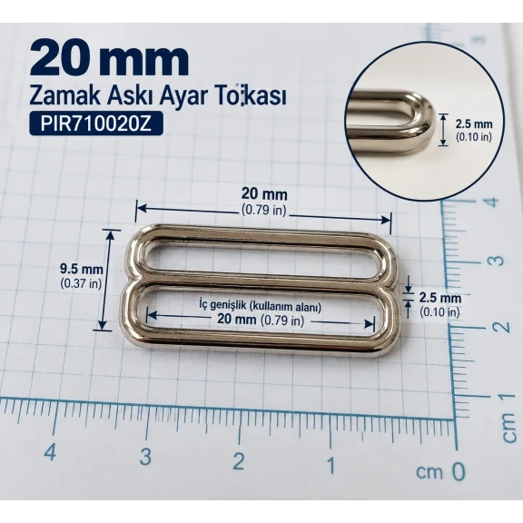20 mm Zamak Sütyen Askı Ayar Tokası PIR710020Z