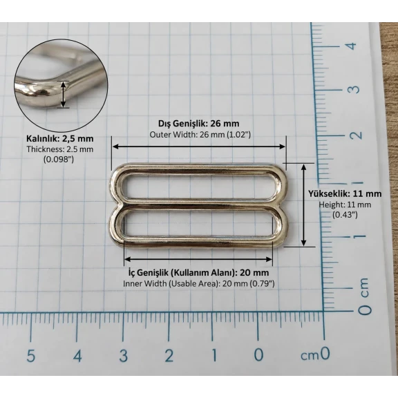 20 mm Zamak Sütyen Askı Ayar Tokası PIR710020Z