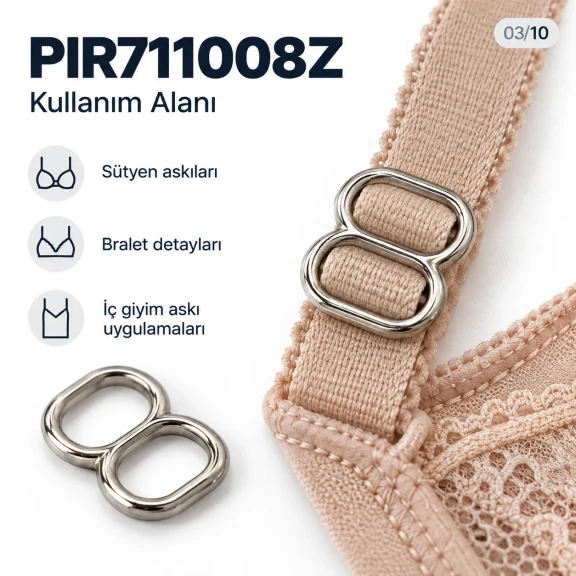 8 mm Zamak Çift Gözlü Sütyen Askı Ayar Tokası PIR711008Z