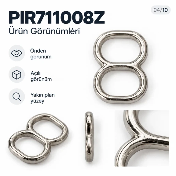 8 mm Zamak Çift Gözlü Sütyen Askı Ayar Tokası PIR711008Z