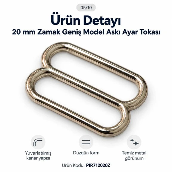20 mm Zamak Geniş Model Sütyen Askı Ayar Tokası PIR712020Z
