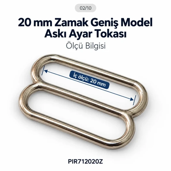 20 mm Zamak Geniş Model Sütyen Askı Ayar Tokası PIR712020Z