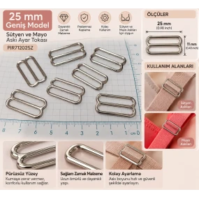 25 mm Zamak Geniş Model Sütyen Askı Ayar Tokası PIR712025Z