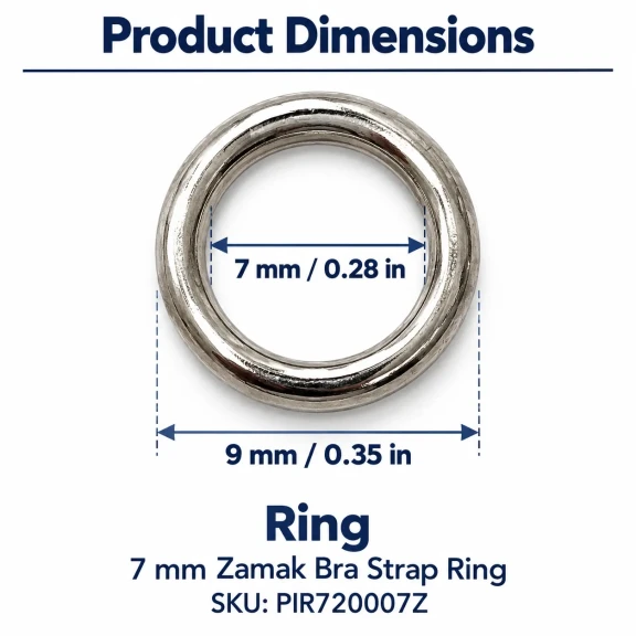 7 mm / 0.28 in Zamak Bra Strap Ring PIR720007Z