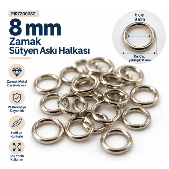 8 mm Zamak Sütyen Askı Halkası PIR720008Z
