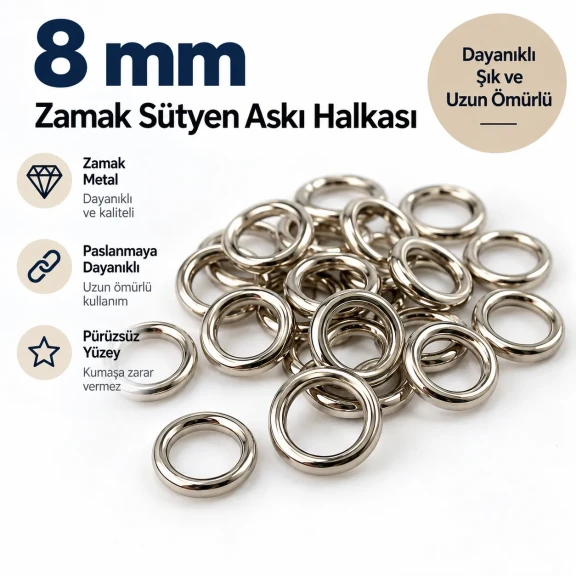 8 mm Zamak Sütyen Askı Halkası PIR720008Z