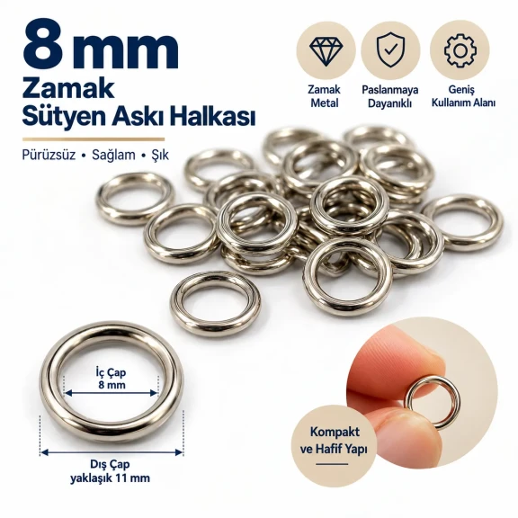 8 mm Zamak Sütyen Askı Halkası PIR720008Z