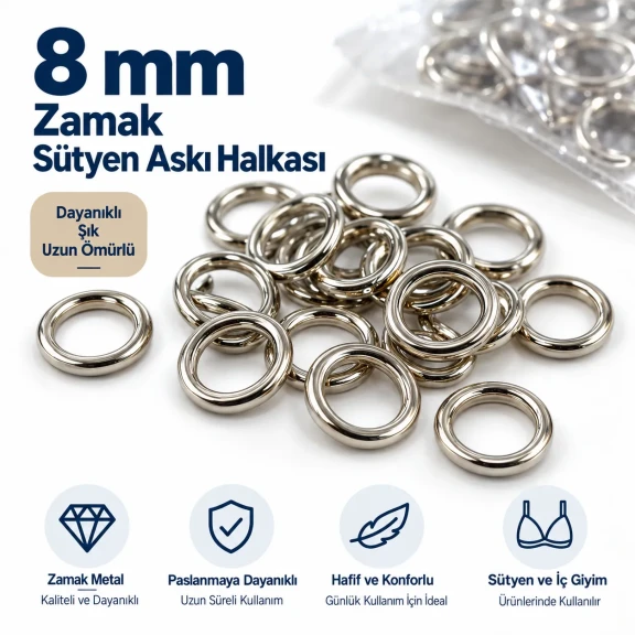 8 mm Zamak Sütyen Askı Halkası PIR720008Z
