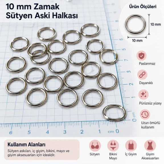 10 mm Zamak Sütyen Askı Halkası PIR720010Z