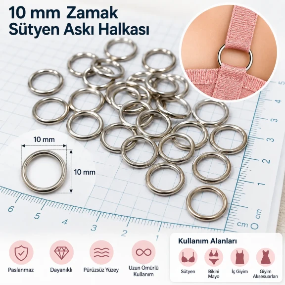 10 mm Zamak Sütyen Askı Halkası PIR720010Z