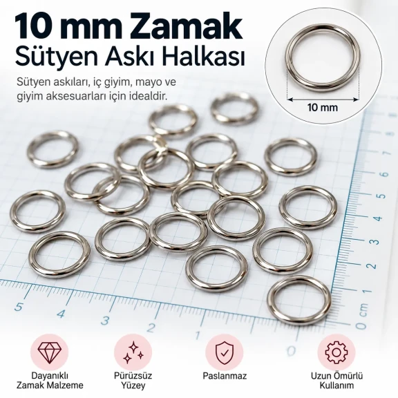 10 mm Zamak Sütyen Askı Halkası PIR720010Z