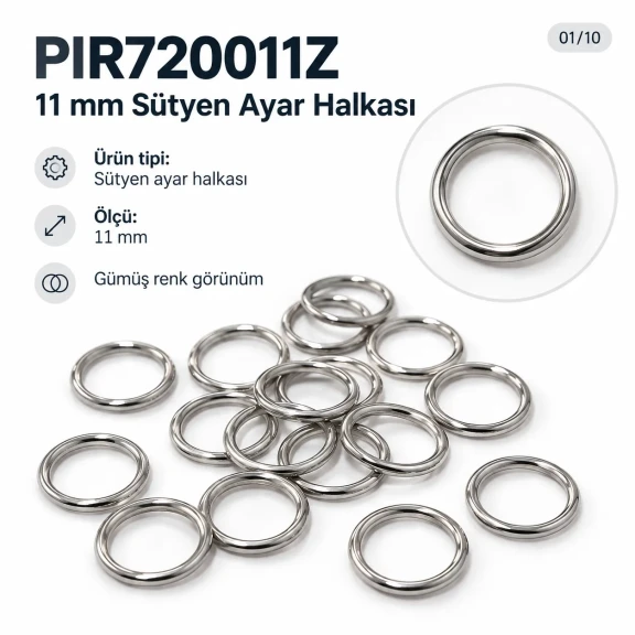 11 mm / 0.43 in Zamak Bra Strap Ring PIR720011Z