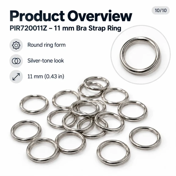 11 mm / 0.43 in Zamak Bra Strap Ring PIR720011Z