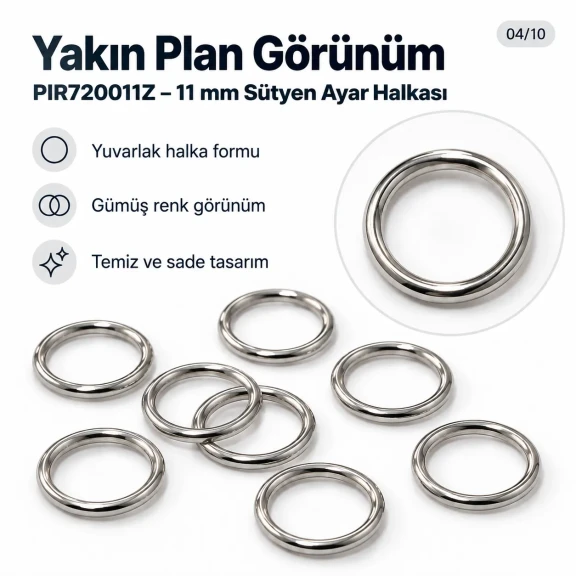 11 mm / 0.43 in Zamak Bra Strap Ring PIR720011Z