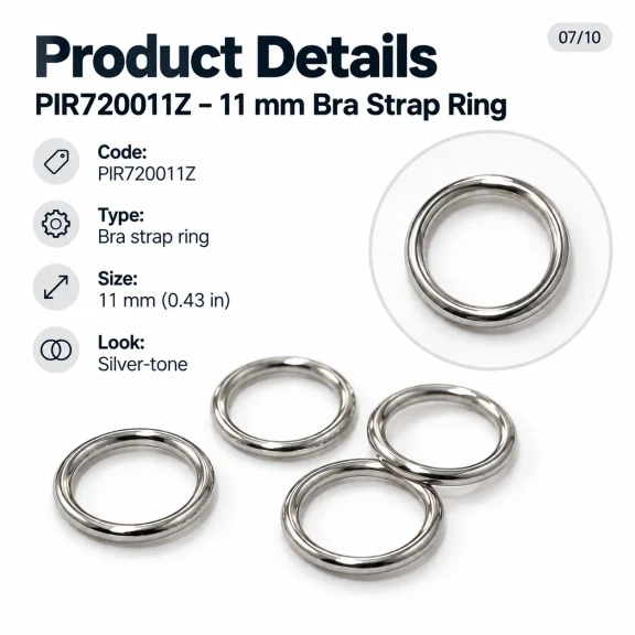 11 mm / 0.43 in Zamak Bra Strap Ring PIR720011Z