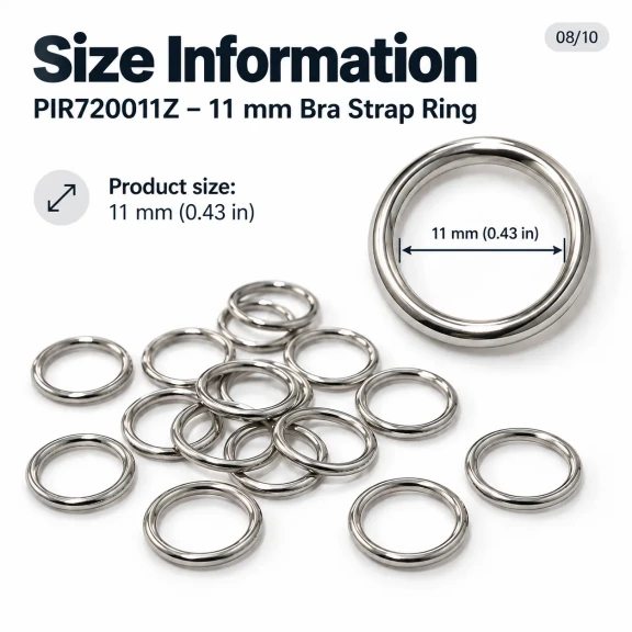 11 mm / 0.43 in Zamak Bra Strap Ring PIR720011Z