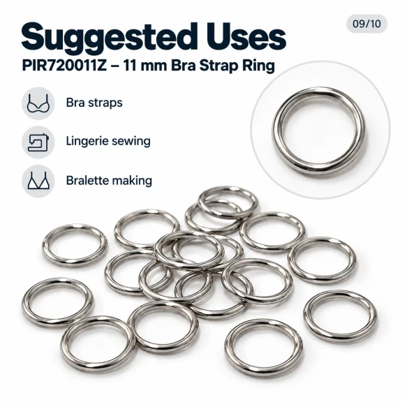 11 mm / 0.43 in Zamak Bra Strap Ring PIR720011Z