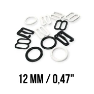 12 mm / 0.47" Metal Nylon Coated Bra Strap Adjustment Buckle - Hook and Ring Set of 3 Parts PIR720012
