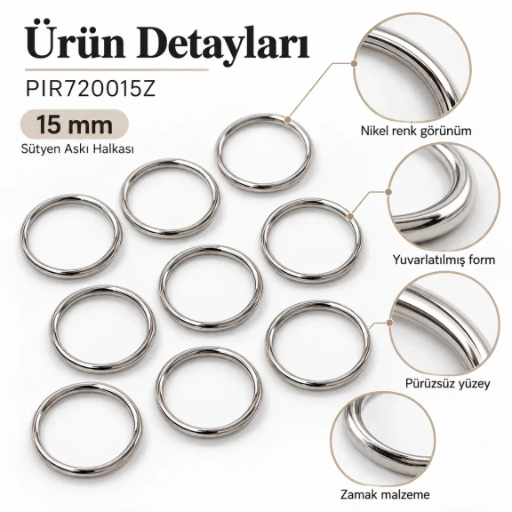 15 mm Zamak Sütyen Askı Halkası PIR720015Z