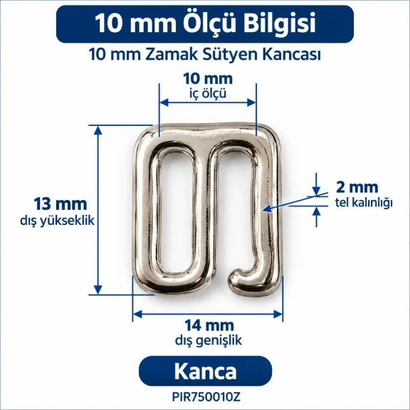 10 mm Zamak Sütyen Kancası PIR750010Z
