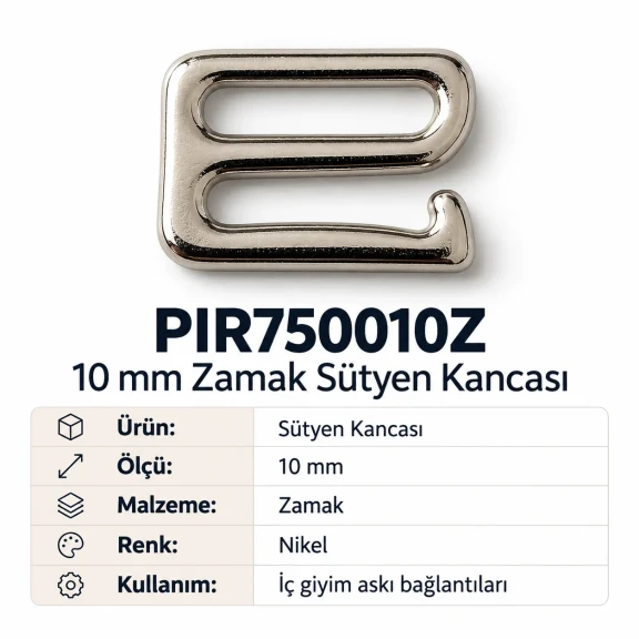 10 mm Zamak Sütyen Kancası PIR750010Z