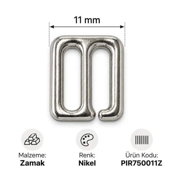 11 mm Zamak Sütyen Kancası PIR750011Z
