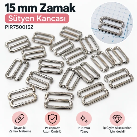 15 mm Zamak Sütyen Kancası PIR750015Z