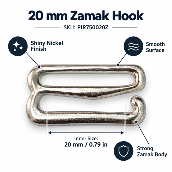 20 mm Zamak Sütyen Kancası PIR750020Z