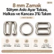 8 mm Zamak Sütyen Askı Ayar Tokası, Halkası ve Kancası 3'lü Takım PIR770008Z