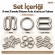 8 mm Zamak Sütyen Askı Ayar Tokası, Halkası ve Kancası 3'lü Takım PIR770008Z