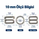 10 mm Zamak Sütyen Askı Ayar Tokası, Halkası ve Kancası 3'lü Takım PIR770010Z