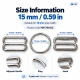 15 mm Zamak Sütyen Askı Ayar Tokası, Halkası ve Kancası 3'lü Takım PIR770015Z