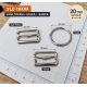 20 mm Zamak Sütyen Askı Ayar Tokası, Halkası ve Kancası 3'lü Takım PIR770020Z