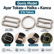 20 mm Zamak Geniş Model Sütyen Askı Ayar Tokası, Halkası ve Kancası 3'lü Takım PIR772020Z